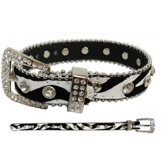 Showman Couture Zebra print leather fashion dog collar with crystal rhinestones - Picture 1 of 1